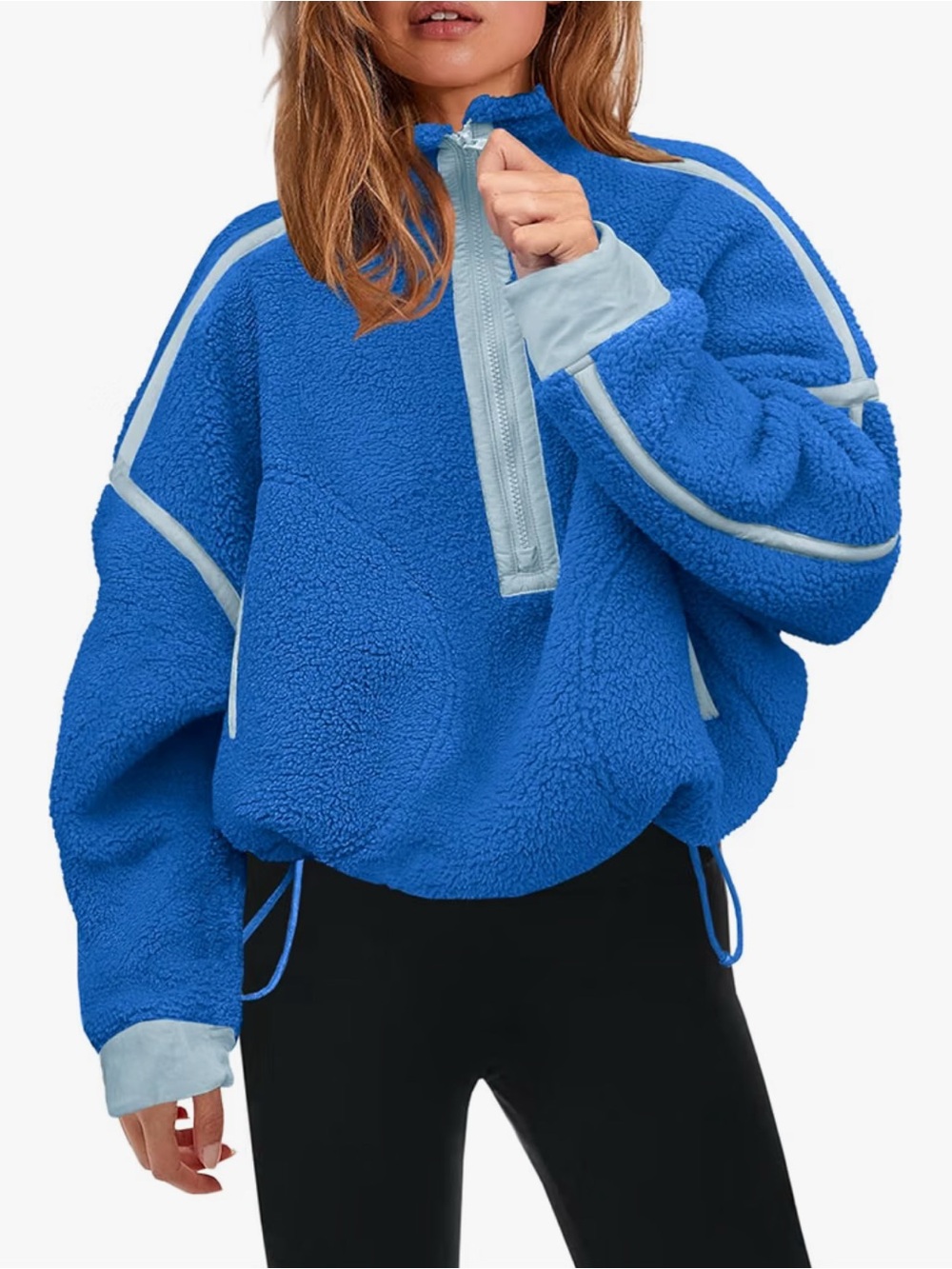 Blue Sherpa Half-Zip Pullover Jacket - Women